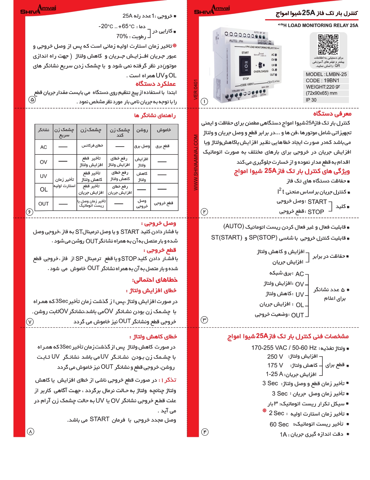 کنترل بار تک فاز 25A - Image 2